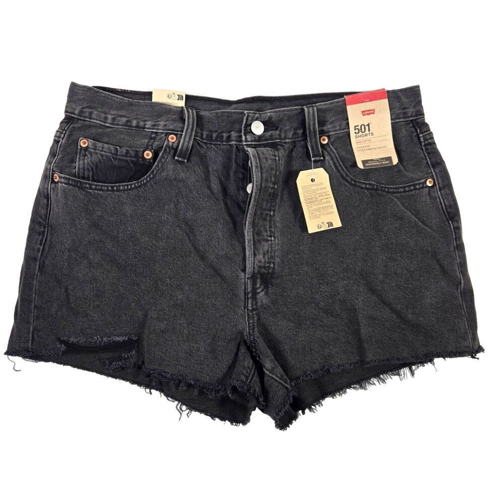 Levi’s 501 Original Shorts Women's Size 33 Black High-Rise Button Fly New